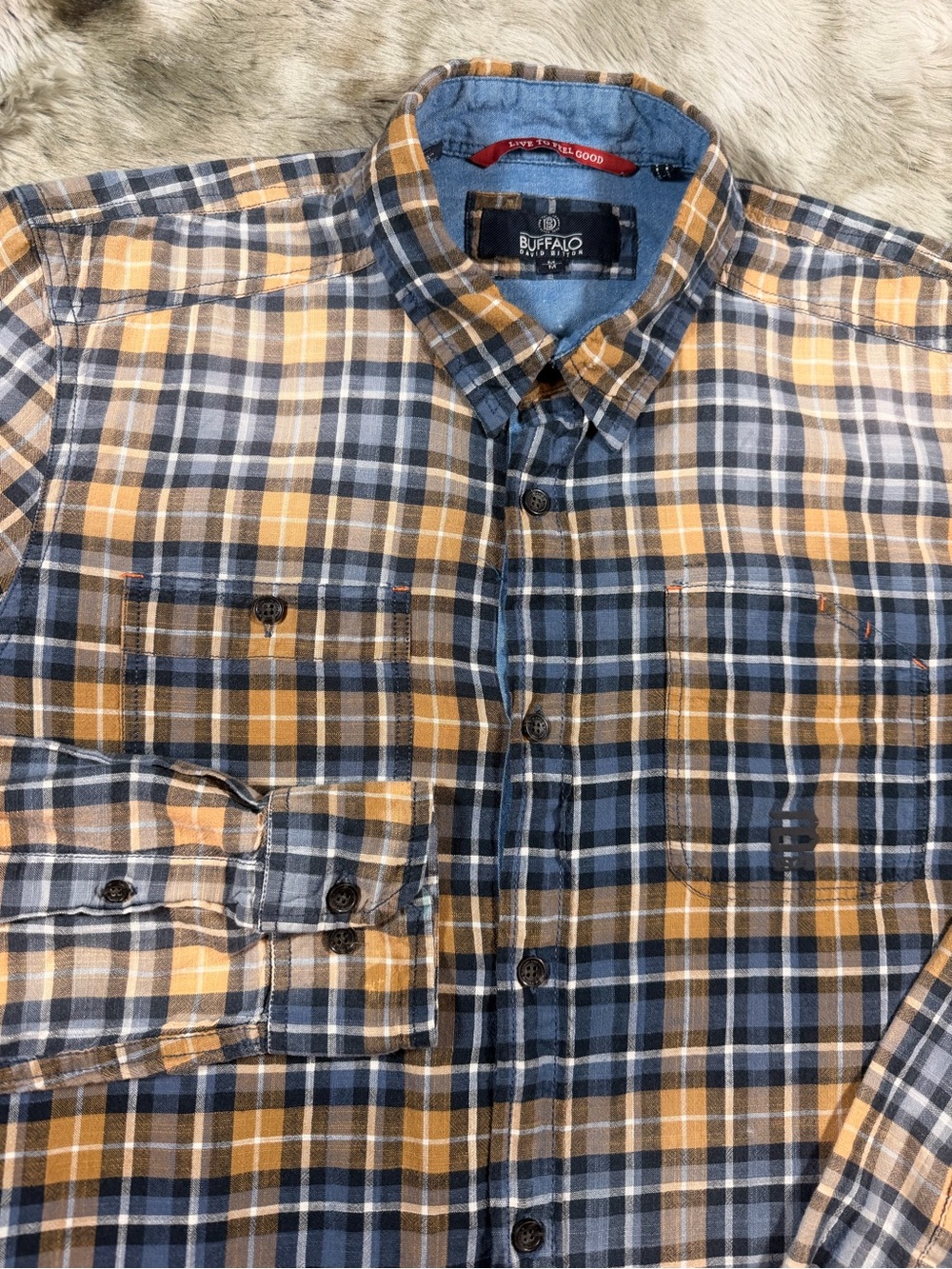 Buffalo David Bitton Men's Plaid Long-Sleeve Button-Down Shirt - Medium